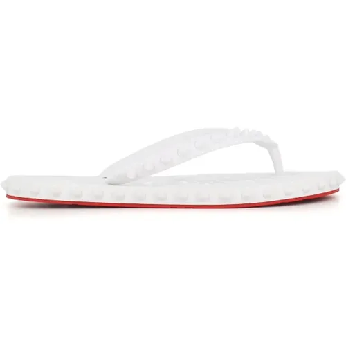 Weiße Studded Flip-flop Sandalen , Damen, Größe: 38 EU - Christian Louboutin - Modalova