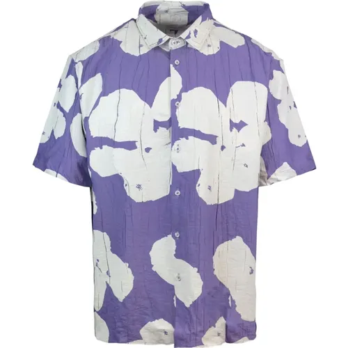 Purple Floral Button-Up Shirt , male, Sizes: M, L - Family First - Modalova