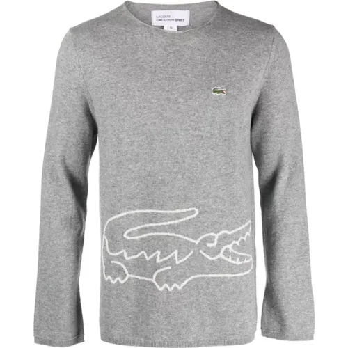 Grey Logo-Patch Wool Jumper , male, Sizes: XL - Comme des Garçons - Modalova