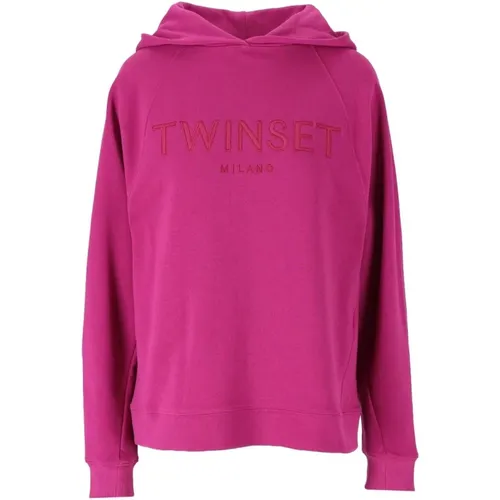 Fuchsia Hoodie MIT Logo , Damen, Größe: XS - Twinset - Modalova