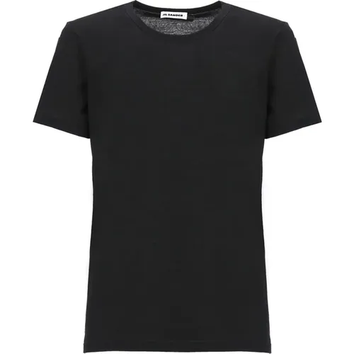 Schwarzes Baumwoll-T-Shirt mit Aufdruck - Jil Sander - Modalova