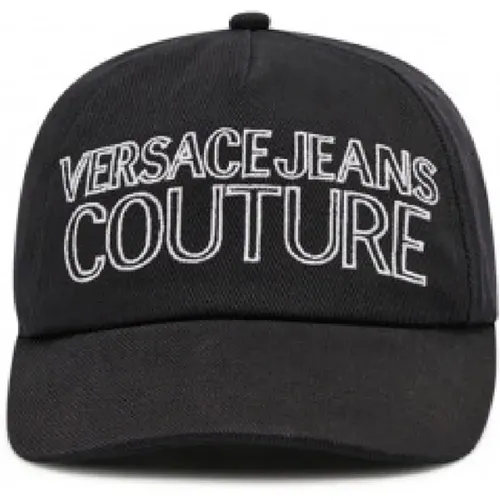 Schwarze Unisex Kappe mit Besticktem Logo - Versace Jeans Couture - Modalova