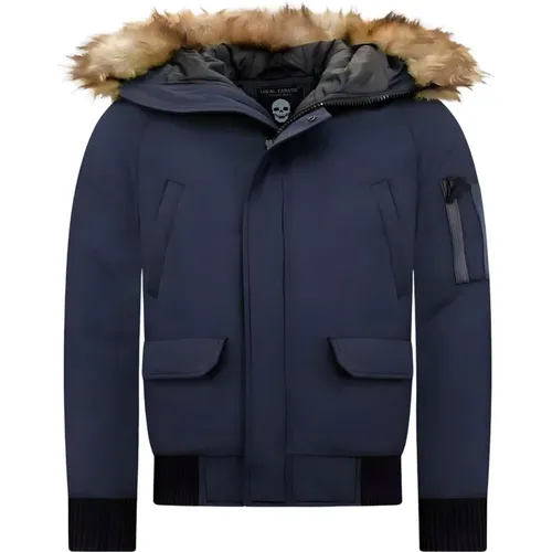 Winter Jacket for Men Short - Faux Fur Collar , male, Sizes: XL, S, M, L - Enos - Modalova