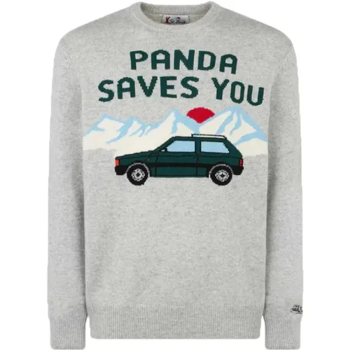 Crew Neck Sweater with Panda Jacquard Print , male, Sizes: S - MC2 Saint Barth - Modalova