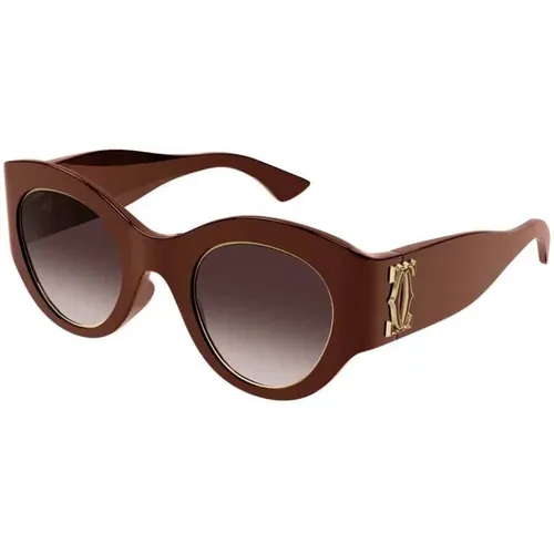 Burgundy Red Statement Sunglasses , unisex, Sizes: 51 MM - Cartier - Modalova