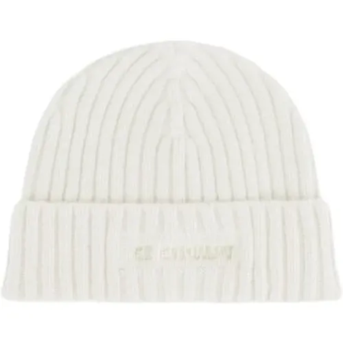 Ribbed Lambswool Logo Beanie , male, Sizes: ONE SIZE - C.P. Company - Modalova