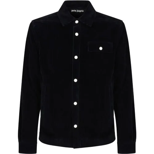 Corduroy Shirt Jacket with Crochet Stripes , male, Sizes: 2XS, M - Palm Angels - Modalova