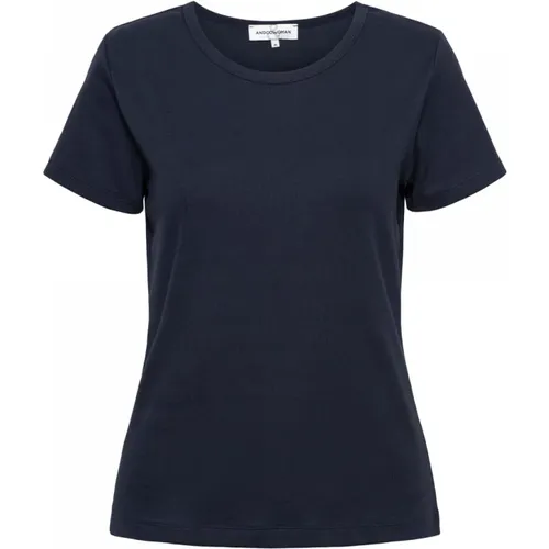 Ripp Basic T-Shirt mit kurzen Ärmeln,Geripptes T-Shirt mit kurzen Ärmeln,Geripptes Basic T-Shirt mit kurzen Ärmeln,Geripptes Basic T-Shirt - &Co Woman - Modalova
