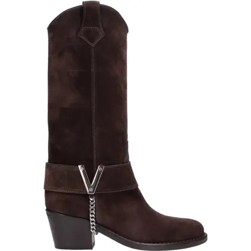 Country Chic Leather Boots , female, Sizes: 6 UK, 7 UK - Via Roma 15 - Modalova