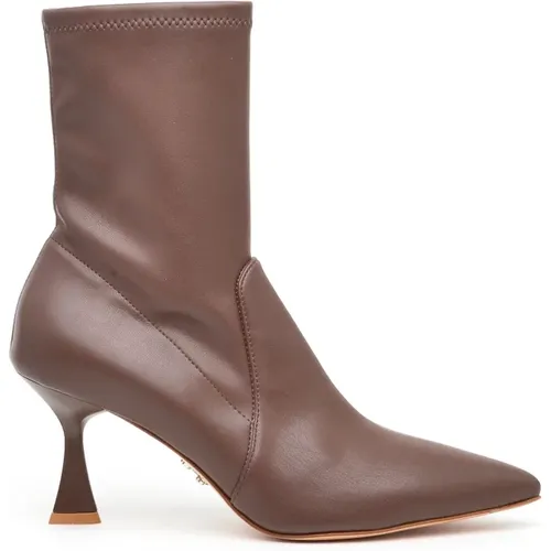 Tortora Leather Ankle Boot , female, Sizes: 5 UK, 7 UK, 4 UK, 6 UK - Sergio Levantesi - Modalova