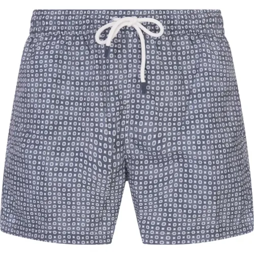 Grey Swim Shorts with Micro Pattern , male, Sizes: XL, M, L, 2XL - Fedeli - Modalova