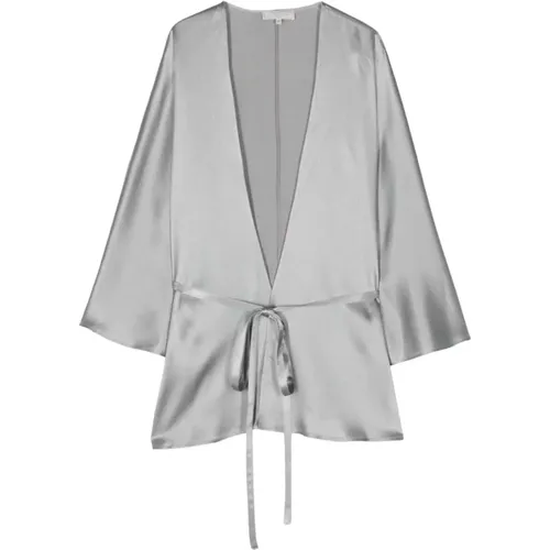 Silk Blend V-Neck Shirt , female, Sizes: M, L - Antonelli Firenze - Modalova
