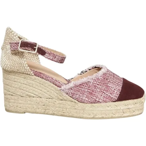 Tweed Keil Espadrilles Rot Wildleder - Castañer - Modalova