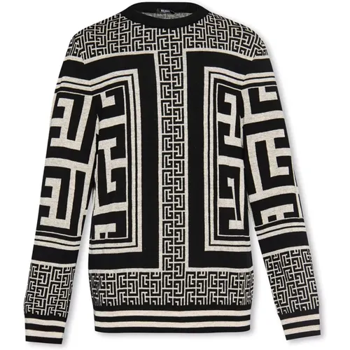 Sweater with monogram , male, Sizes: XL - Balmain - Modalova