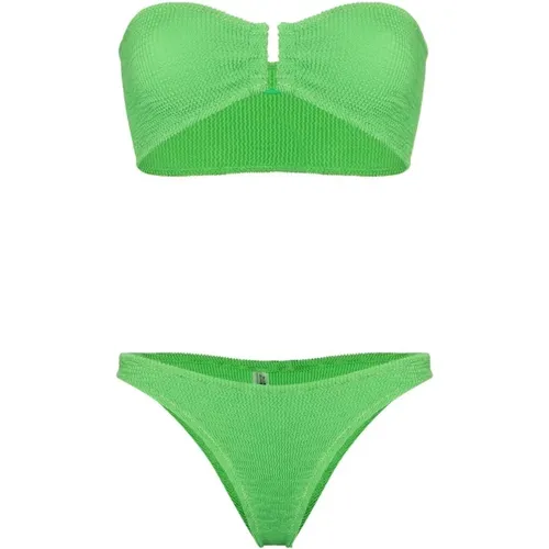 Smaragdgrüner Geraffter Bandeau-Badeanzug , Damen, Größe: ONE Size - Reina Olga - Modalova