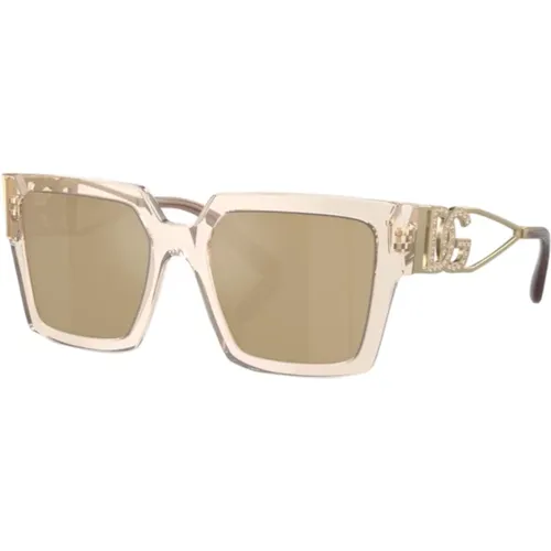 Damen-Sonnenbrille klare Spiegel gelb , Damen, Größe: 53 MM - Dolce & Gabbana - Modalova
