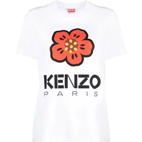 Flower Print T-shirt , female, Sizes: M, XS - Kenzo - Modalova