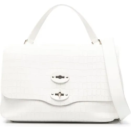 Weiße Tasche mit Krokodil-Effekt aus Leder , Damen, Größe: ONE Size - Zanellato - Modalova