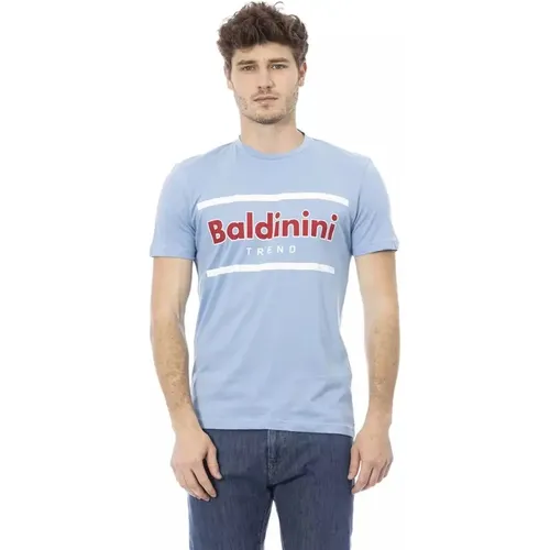 Elegantes Hellblaues Baumwoll-T-Shirt , Herren, Größe: XS - Baldinini - Modalova