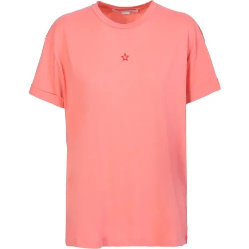 Rosa Sterne-besticktes Baumwoll-T-Shirt , Damen, Größe: M - Stella Mccartney - Modalova