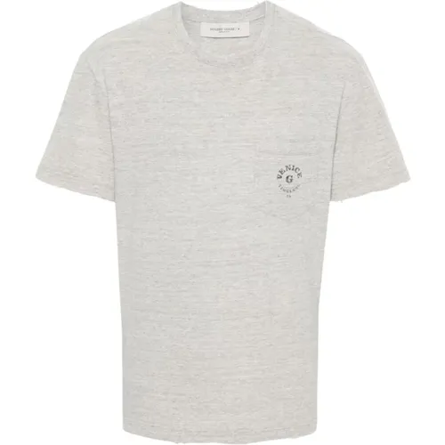 Grey T-shirts and Polos , male, Sizes: L - Golden Goose - Modalova