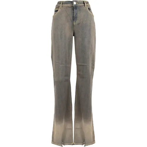 Wide Leg Grey Boyfriend Jeans , female, Sizes: S - pinko - Modalova