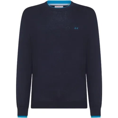 Navy Double Rib Sweater , male, Sizes: M, XL, 2XL, L - Sun68 - Modalova