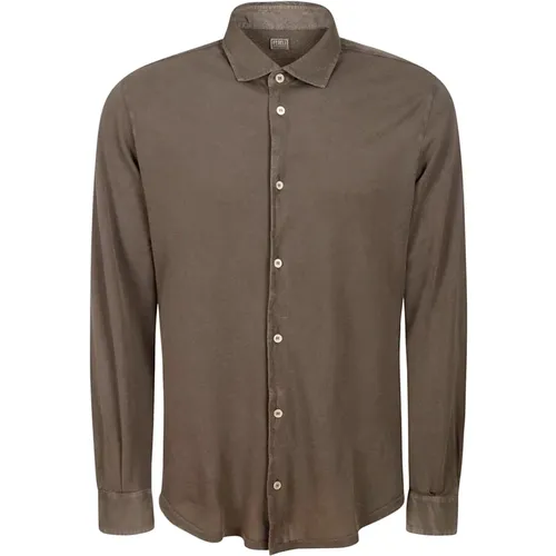 Long-Sleeved Cotton Shirt with Collar , male, Sizes: 2XL, M, 3XL - Fedeli - Modalova