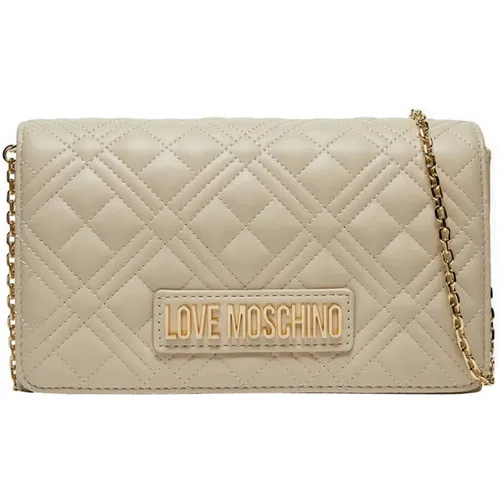 Gepolsterte Pu-Handtasche in Elfenbein,Schultertasche mit Magnetverschluss in Unifarbe - Love Moschino - Modalova