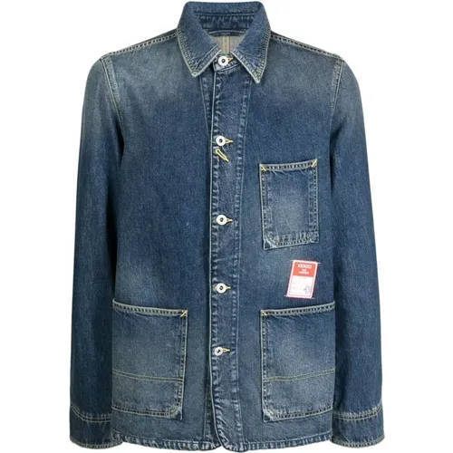 Denim Logo Patch Jacket , male, Sizes: M, L - Kenzo - Modalova