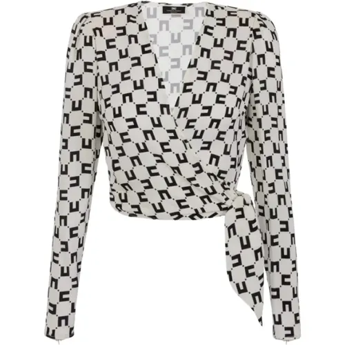 Georgette Double C Logo Print Shirt , Damen, Größe: S - Elisabetta Franchi - Modalova