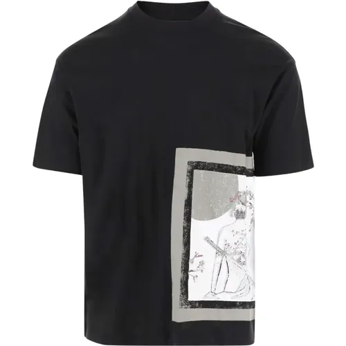 Schwarzes T-Shirt mit Crew Neck und ASV-Print - Emporio Armani - Modalova