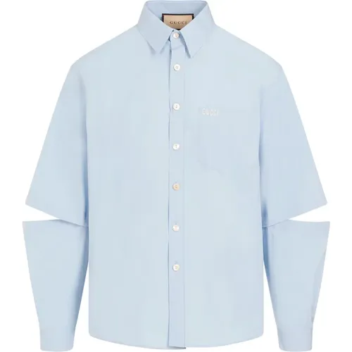 Cotton Shirt with Cut Out Details , male, Sizes: L - Gucci - Modalova