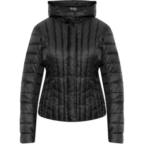 Gepolsterte Jacke mit Kapuze , Damen, Größe: L - Emporio Armani EA7 - Modalova