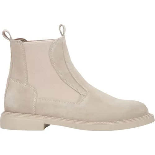 Damen Hellbeige Chelsea Boots aus echtem italienischem Velours , Damen, Größe: 36 EU - Estro - Modalova