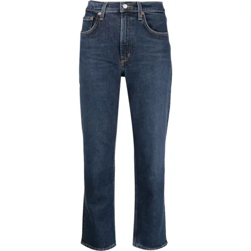 Navy Cropped Denim Jeans , female, Sizes: W29, W24, W30, W26, W32, W31, W28 - Agolde - Modalova