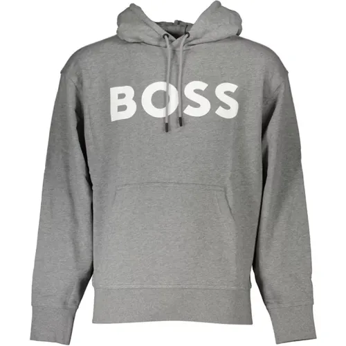 Grauer Kapuzenpullover mit Logo , Herren, Größe: XL - Hugo Boss - Modalova