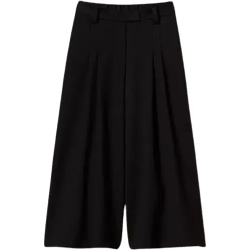 Schwarze Cropped Milano Hose , Damen, Größe: 2XS - Twinset - Modalova