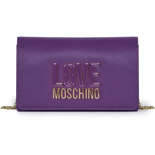 Shoulder Bag with Metal Brand Logo , female, Sizes: ONE SIZE - Love Moschino - Modalova