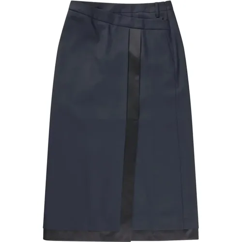 Elegant Navy Skirt with Smoking Finish , female, Sizes: XS - Munthe - Modalova