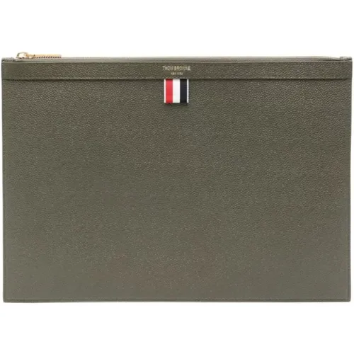 Leather Wallet with RWB Band , male, Sizes: ONE SIZE - Thom Browne - Modalova