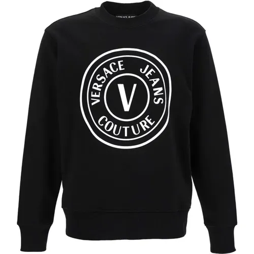 Schwarzer Hoodie Pullover , Herren, Größe: 2XL - Versace Jeans Couture - Modalova