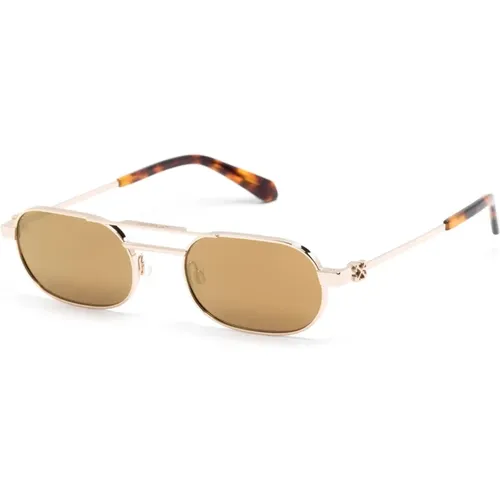 Goldene Sonnenbrille mit Original-Etui , unisex, Größe: 55 MM - Off White - Modalova