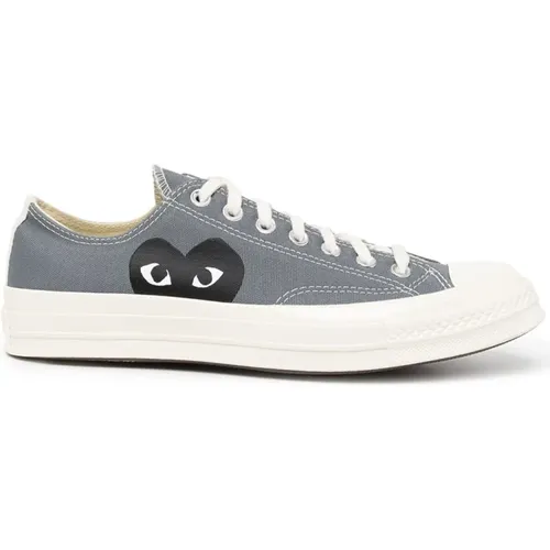 Herzmotiv Leinwand Sneakers Grau , Damen, Größe: 37 EU - Comme des Garçons Play - Modalova