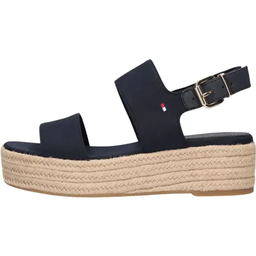 Blaue Mid Wedge Espadrilles Sandale , Damen, Größe: 41 EU - Tommy Hilfiger - Modalova