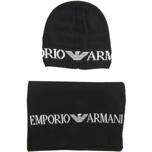 Italian Design Scarf and Hat Set , male, Sizes: ONE SIZE - Emporio Armani - Modalova