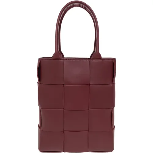 Maroon Intreccio Weave Mini Shoulder Bag , female, Sizes: ONE SIZE - Bottega Veneta - Modalova