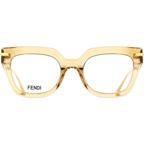 Transparent Cateye Eyeglasses with Gold Detailing , female, Sizes: 50 MM - Fendi - Modalova
