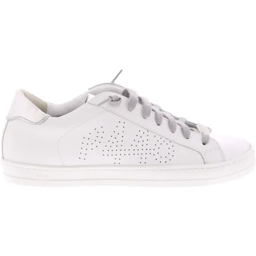 Weiße und Silberne Ledersneakers , Damen, Größe: 36 EU - P448 - Modalova