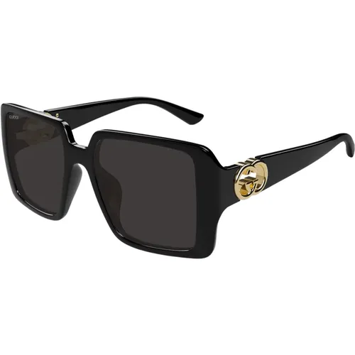 Schicke Schwarz/Graue Sonnenbrille , Damen, Größe: 54 MM - Gucci - Modalova